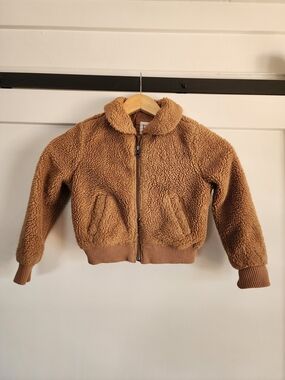 GAP Kids Teddy Sherpa Jacket in Camel Brown